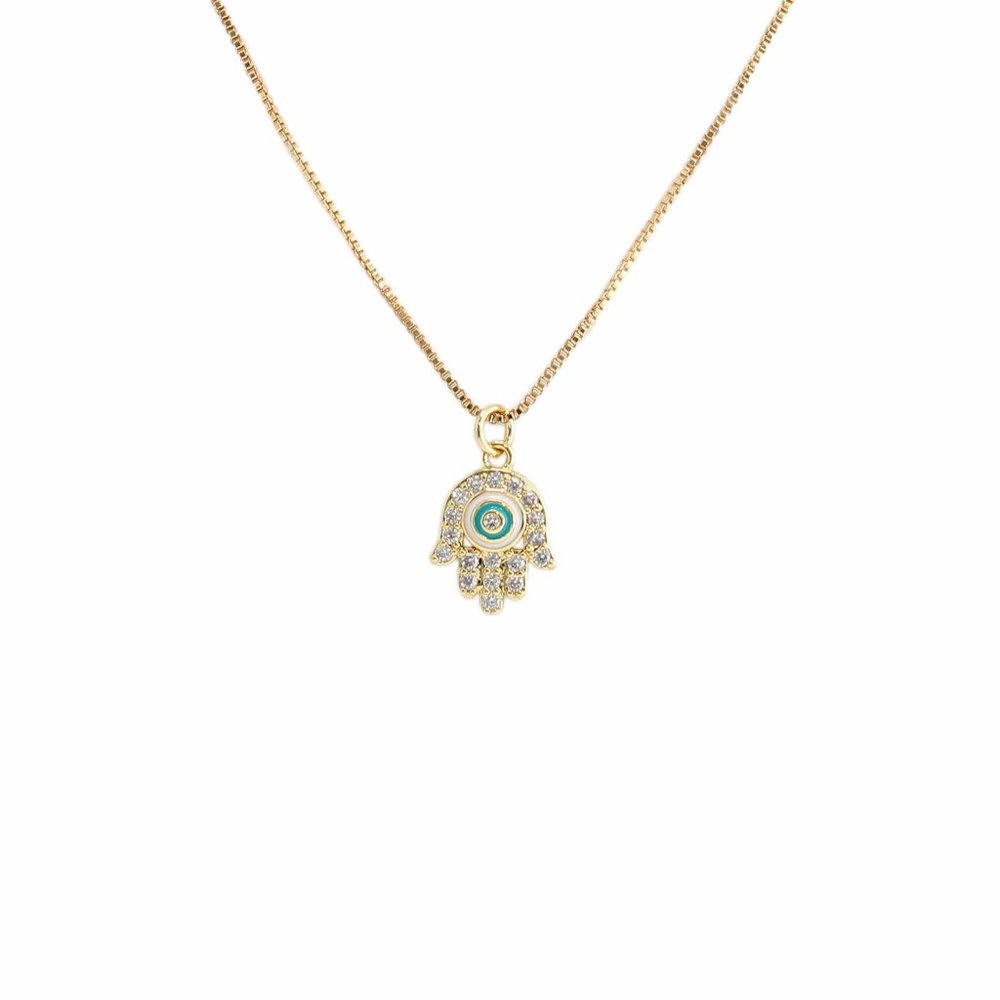 18K Gold Plated Hamsa Hand Pendant Necklace